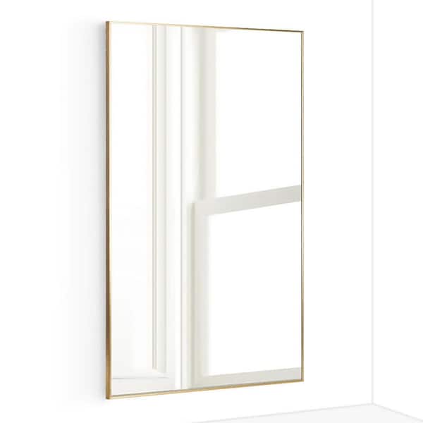 Elevens 65 in. x 30 in. Wide Modern Rectangle Metal Framed Full Length Gold Leaning Mirror Wall Mounted