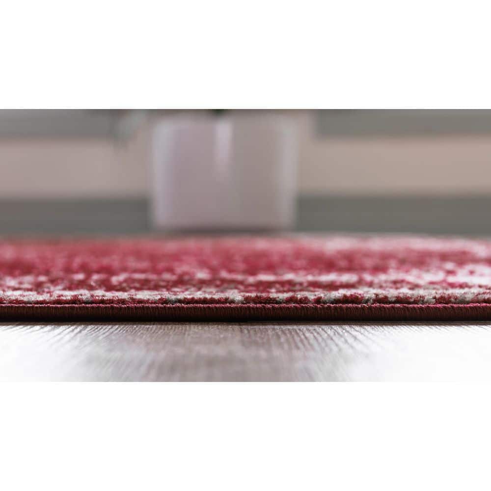 Burgundy and Gray Rectangular Synthetic Area Rug