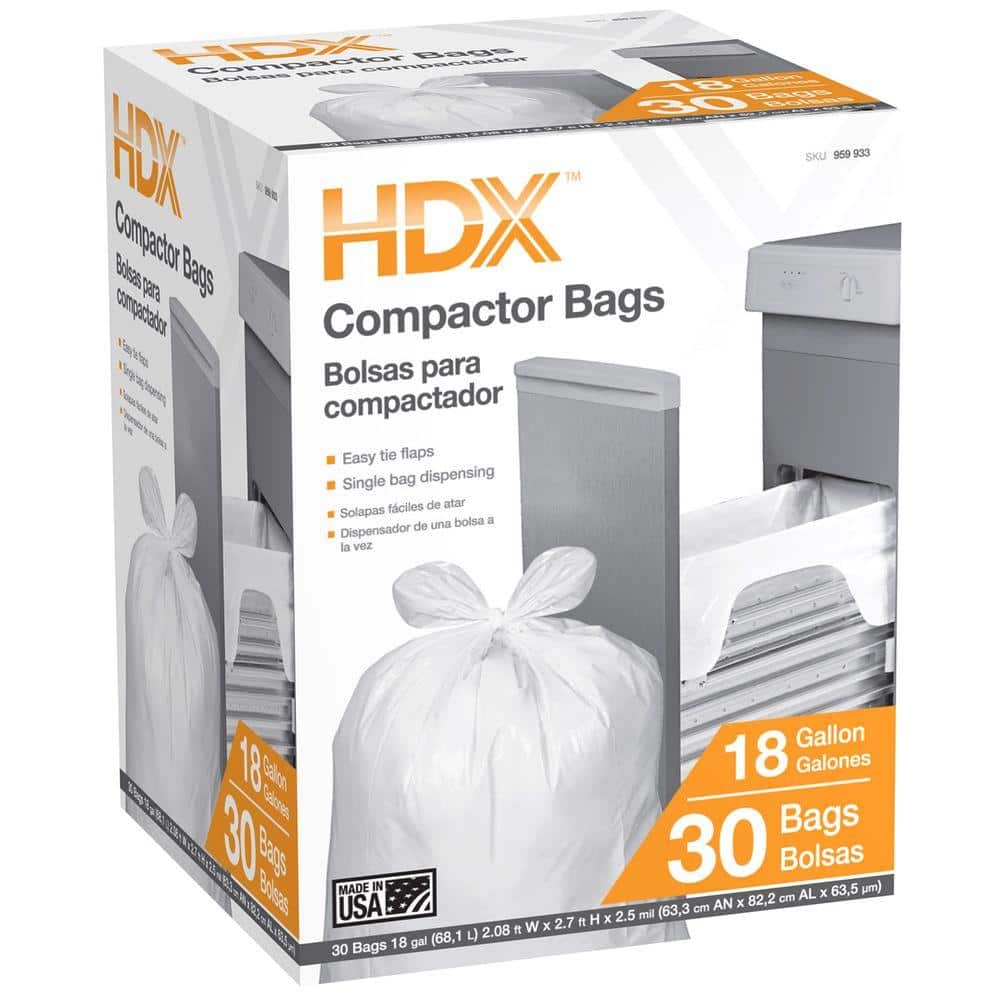  Ultrasac Trash Compactor Bags - (40 Pack with Ties) 18 Gallon  for 15 inch Compactors - 25 x 35 Heavy Duty 2.5 MIL Garbage Disposal Bags  Compatible with Kitchenaid Kenmore Whirlpool GE Gladiator : Appliances
