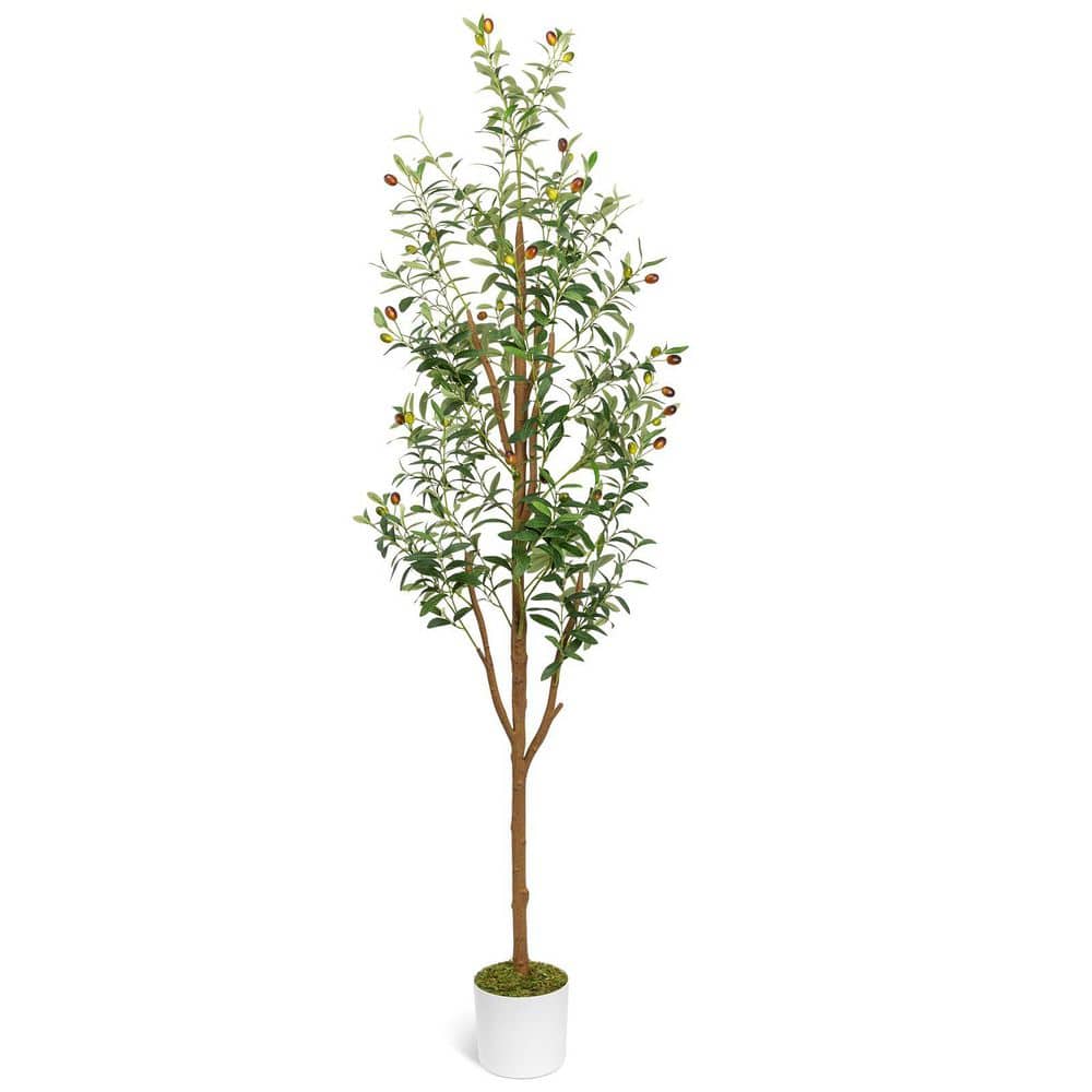 Afoxsos 6.4 in. 6FT Artificial Olive Tree Green Indoor Tall Faux