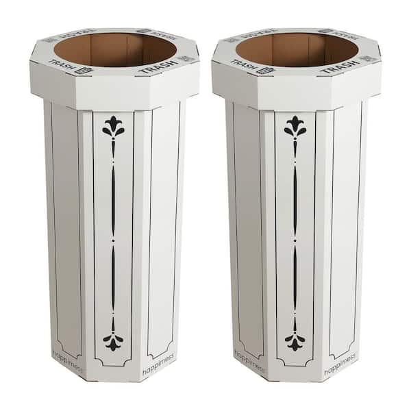 Fleur 25-gal. Bridal Ivory Corrugated Cardboard Disposable Trash Can (Set of 2)
