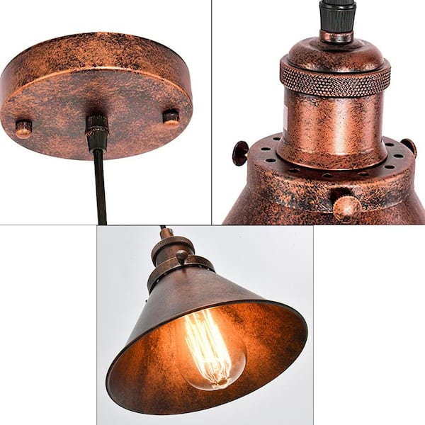 BARN 1-Light Copper Hanging Barn Pendant Light with Cone Metal Shade and 78" Adjustable Cord (1-Pack)