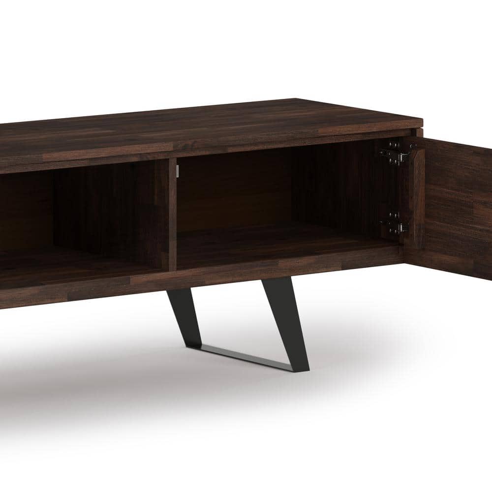 Lowry 72 Inch Distressed Charcoal Brown Acacia TV Media Stand