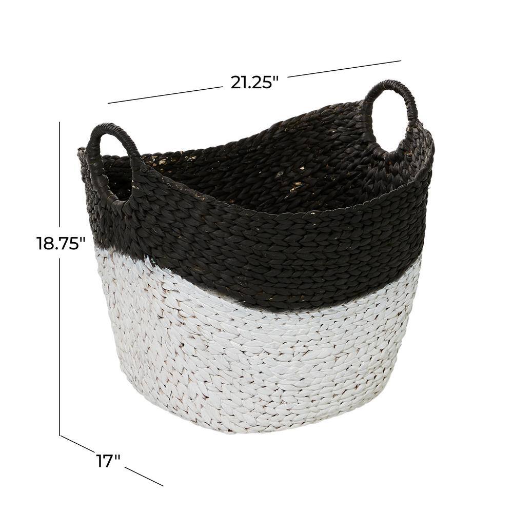Round 21.5" Seagrass Storage Basket in Black and White