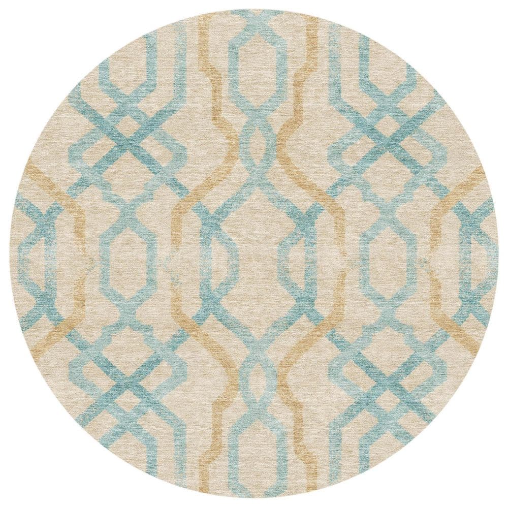 Chantille Machine Washable Indoor/Outdoor Abstract ACN2970 Cream 8 ft. x 8 ft. Round Rug price history on PriceWatchPro