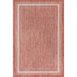 Outdoor Soft Border Rust Red 5' 0 x 8' 0 Area Rug