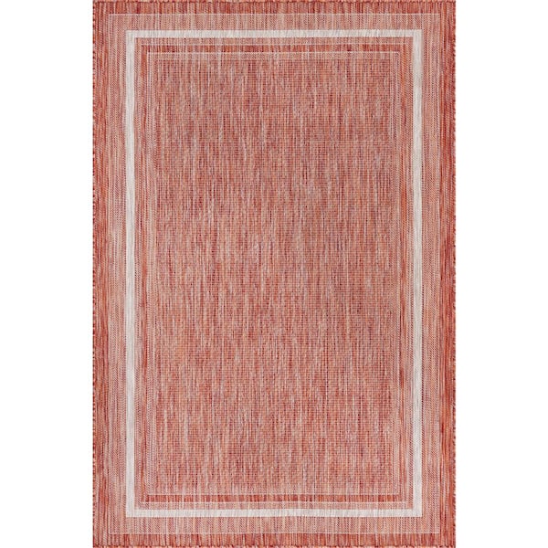 Unique Loom Outdoor Soft Border Rust Red 5' 0 x 8' 0 Area Rug