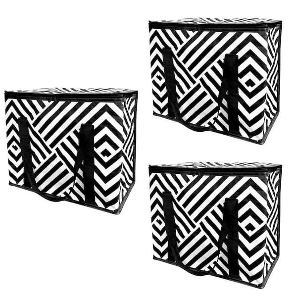 32 qt. Black Geo Insulated Hot Cold Tote Bag, 3-Pack