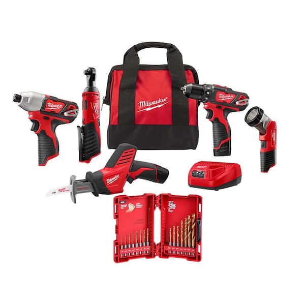 Milwaukee M12 12V Lithium-Ion Cordless Combo Kit (5-Tool) with