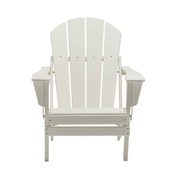 Jushua Classic White Folding High-Density Polyethylene(HDPE) Plastic Adirondack Chair