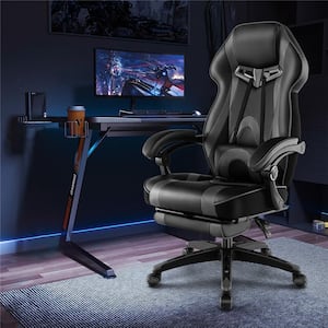 PU leather Adjustable Gaming Chair in Black and Grey with Arms