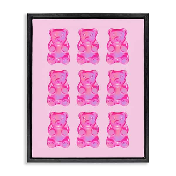 Stupell Industries Pink Candy Bears by House of Lulu Black Floater Frame Food Graphic Art Print 21 in. x 17 in.