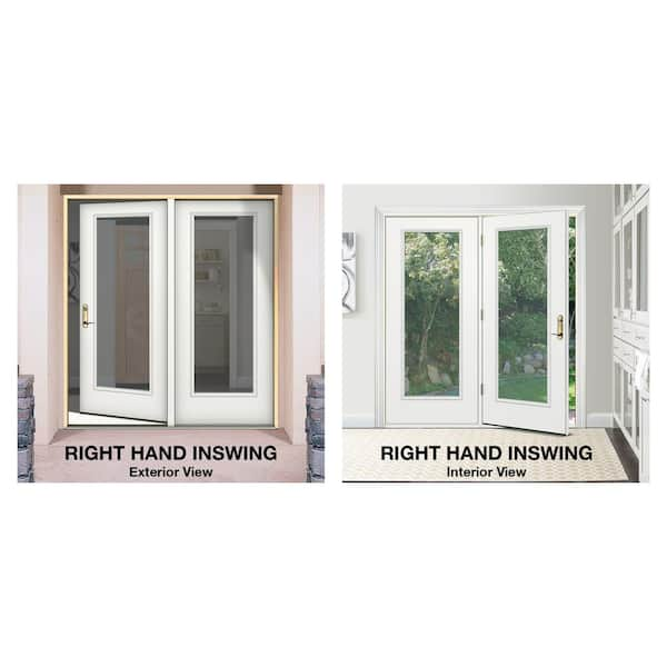 JELD-WEN 60 in. x 80 in. Chestnut Bronze Painted Steel Left-Hand Inswing  Full Lite Glass Active/Stationary Patio Door w/Blinds THDJW205900480 - The  Home Depot