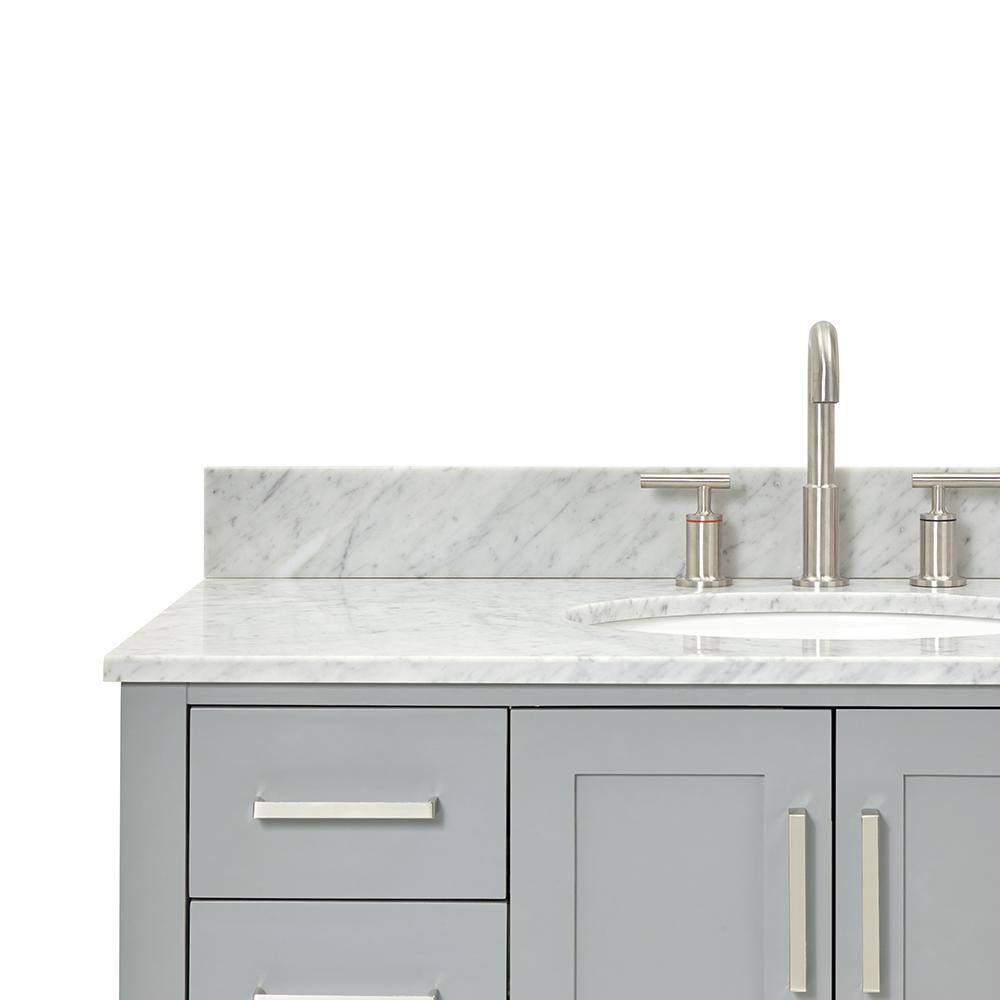 Magnolia 43" Grey Freestanding Vanity with Carrara White Top