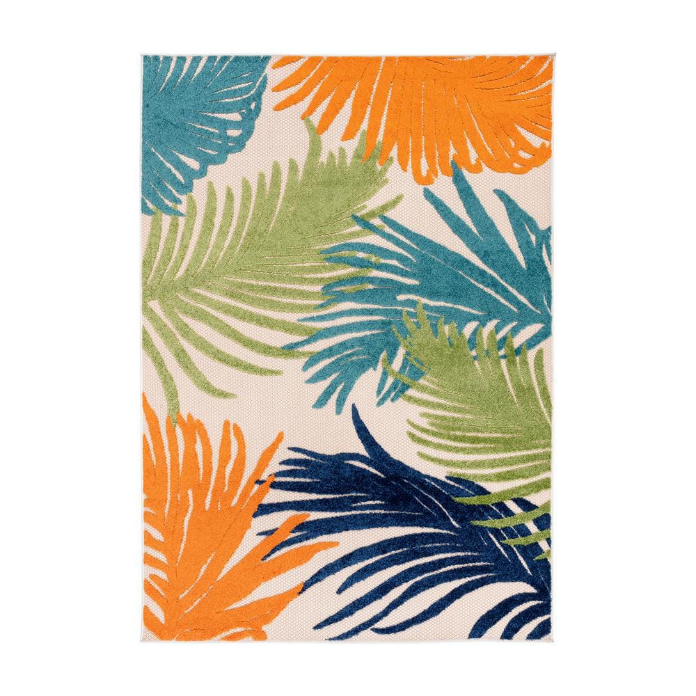 Multi Tropical Floral Synthetic Indoor/Outdoor Area Rug 8' x 10'
