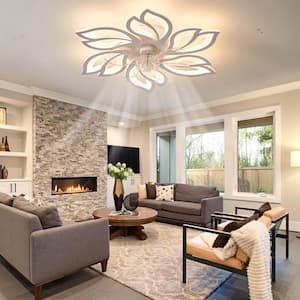 26 in. Smart Indoor White Ceiling Fan with Integrated LED with Remote Control