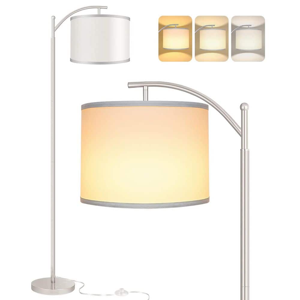 61 in. Silver Arc Floor Lamp for Bedroom Lamp-6 - The Home Depot