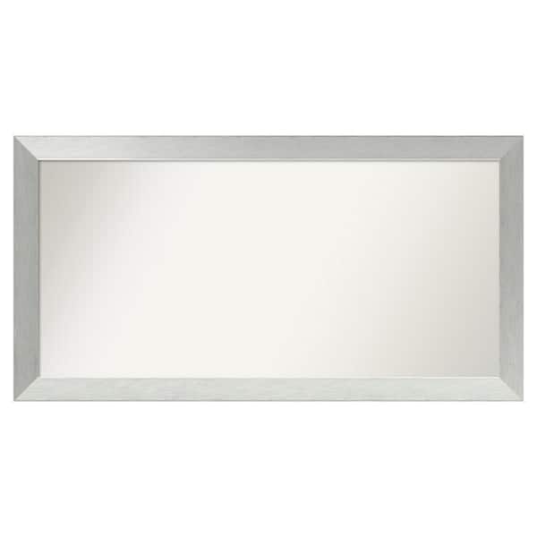 Amanti Art Brushed Sterling Silver 48 in. x 25 in. Custom Non-Beveled Wood Framed Bathroom Vanity Wall Mirror