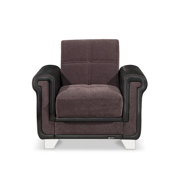 Ottomanson Rushmore Collection Grey Convertible Armchair with Storage