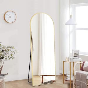 22 in. W x 65 in. H Modern Arched Shape Aluminum Alloy Framed Standing Mirror Full Length Floor Mirror in Gold