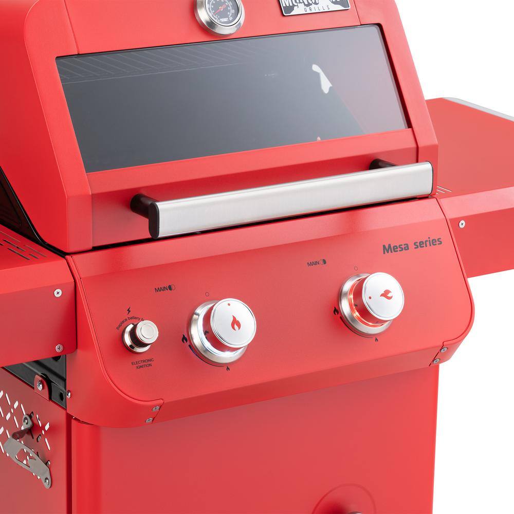 Mesa Series Red Stainless Steel 2-Burner Propane Gas Grill