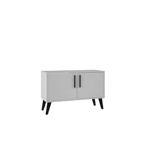 Amsterdam 35.43 in. White Rectangle Wood 3-Shelf Double Side Table