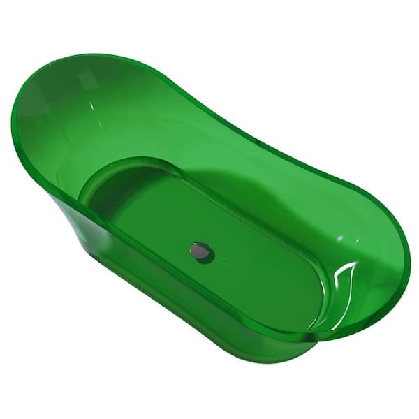 ANZZI Azul 5.8 ft. Man-Made Stone Center Drain Flatbottom Non-Whirlpool Freestanding Bathtub in Emerald Green