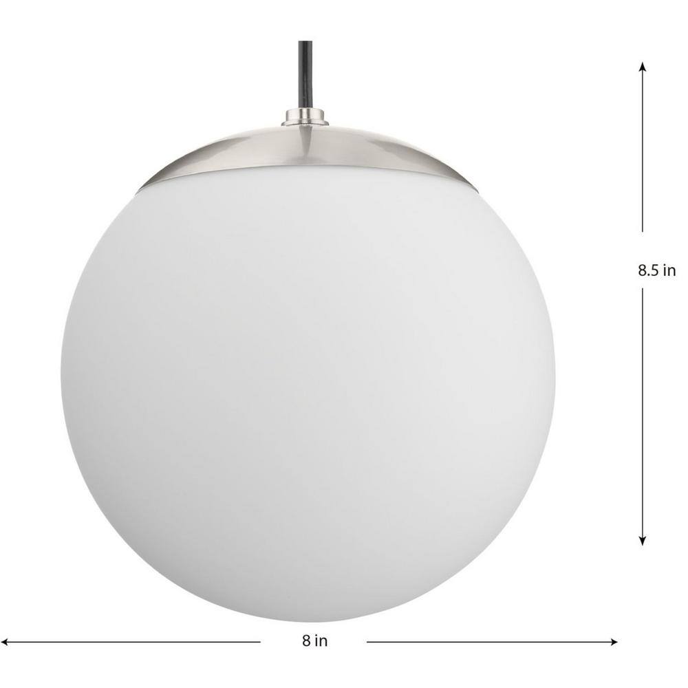 Atwell Brushed Nickel and Opal Glass Globe Pendant Light