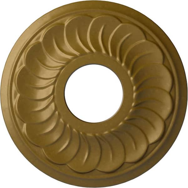 Ekena Millwork 1 in. x 11-3/4 in. x 11-3/4 in. Polyurethane Jet Blackthorne Ceiling Medallion, Gold Rush