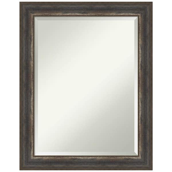 Amanti Art Medium Rectangle Alta Rustic Char Beveled Glass Classic Mirror (28.5 in. H x 22.5 in. W)