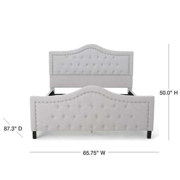 Noble House Light Gray Fully, Tufted Headboard Queen Bedroom Set