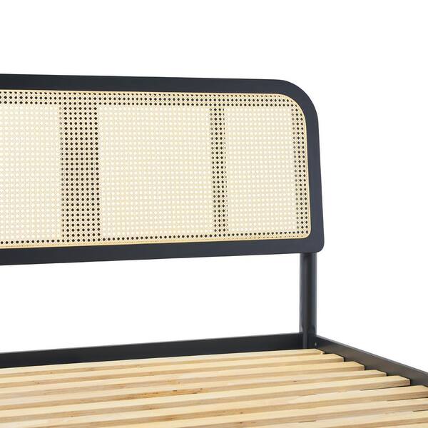 Boone Solid Wood and Cane Headboard Color: Black, Size: Queen