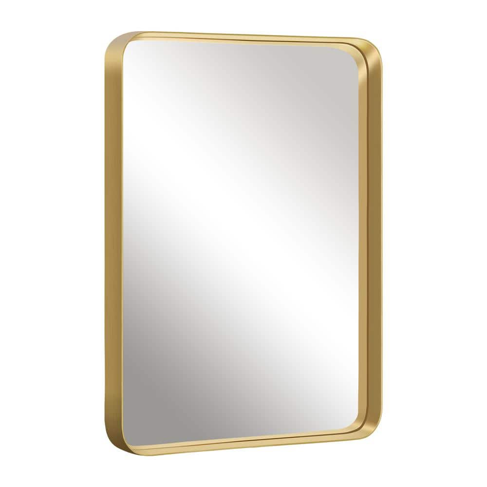 Gold 24 in W x 28 in. H Rectangular Metal Framed Wall Mirror