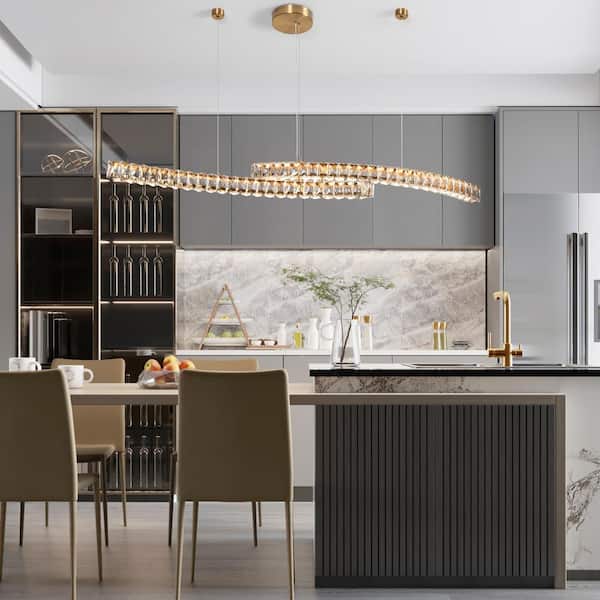 Vaquita 2-Light Dimmable Integrated LED Plating Brass Crystal Chandelier for Dining Room