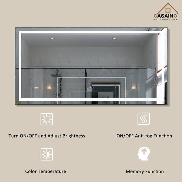 LED Bathroom Mirror Wall-Mounted Vanity Mirror with Anti Fog, Dimmable, Color Temperature Adjustable CASAINC Size: 36 x 72