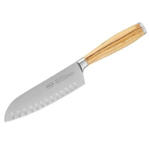 Artesano 6.5 in. Blade Steel Full Tang, 12 in. Santoku Knife, Olive wood handle, forged,