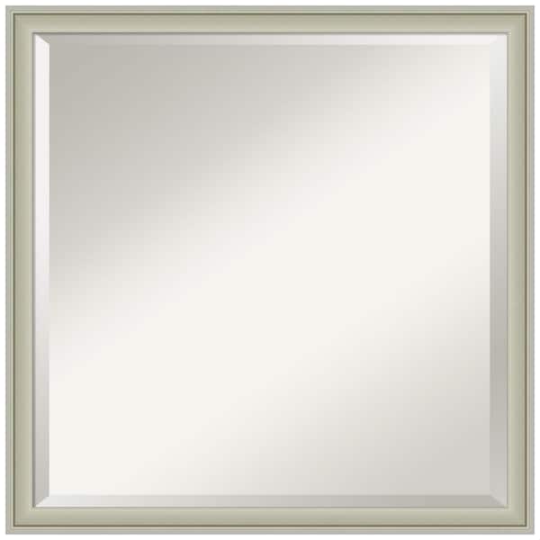Amanti Art Florence Silver 21.75 in. x 21.75 in. Beveled Casual Square Framed Bathroom Wall Mirror in Silver