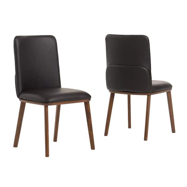 MR MODREST Utah Modern Brown Leather Dining Chairs (Set of 2)