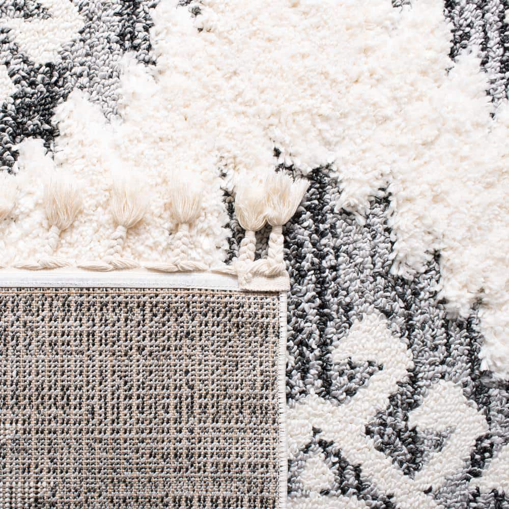 Ivory and Grey Diamond Shag 8' x 10' Area Rug