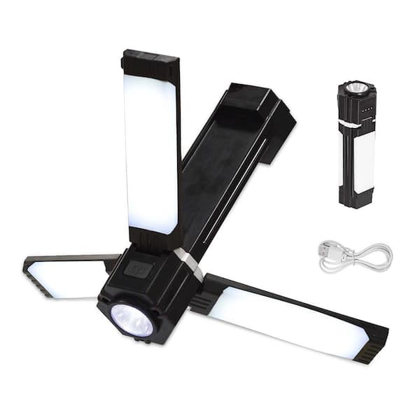 Comforday Camping Lantern, Portable Tent Lamp with Iron Hook, Collapsible LED Blade Bulb Plus Flash Light, 3000mAh