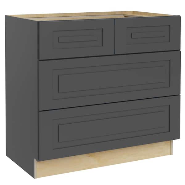 Home Decorators Collection Grayson 36 in. W x 24 in. D x 34.5 in. H Assembled Plywood Cooktop Base Kitchen Cabinet in Deep Onyx with Soft Close