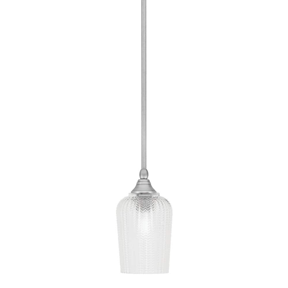 Sparta 100-Watt 1-Light Brushed Nickel Shaded Pendant Light Mini Pendant wi
