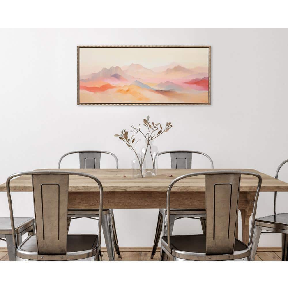 Soft Pastel Mountain Abstract Framed Canvas Wall Art