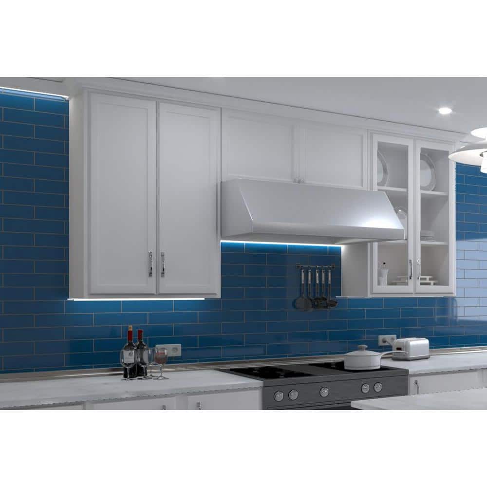 Galor-Nayim 3" x 12" Glossy Blue Ceramic Wall Tile