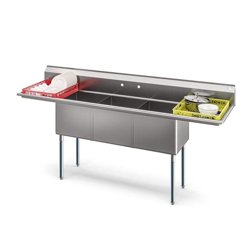 90'' Stainless Steel Triple Bowl Commercial Kitchen Sink