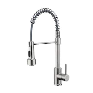 Single Handle Pull Down Sprayer Kitchen Faucet Touchless in Brushed Nickel Deckplate Not Included