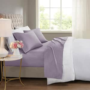 600 Thread Count 4-Piece Purple Cooling Cotton Queen Sheet Set