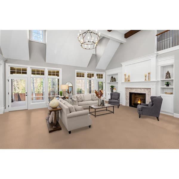 Added Value - Influence - Beige 24 oz. SD Polyester Texture Installed Carpet