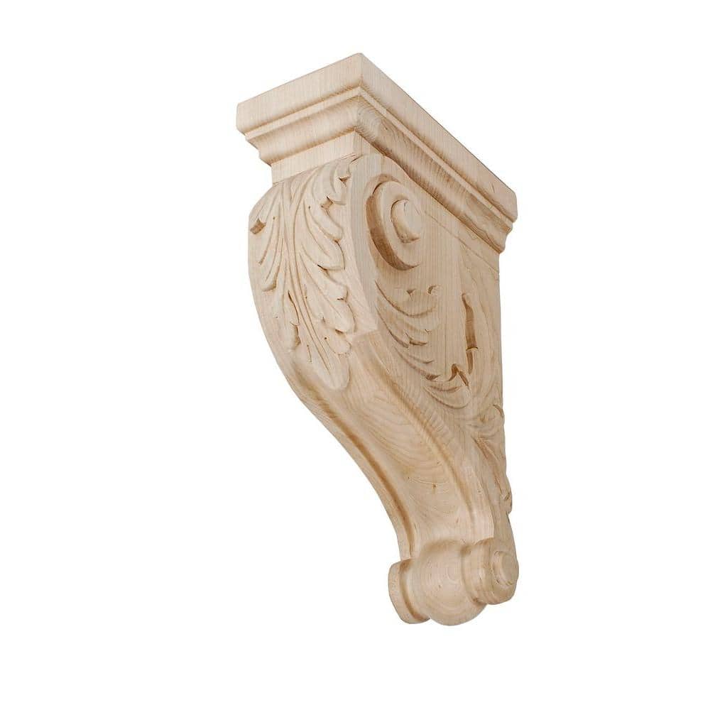 13 in Unfinished Hand Carved Solid Maple Acanthus Leaf Corbel