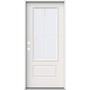 36 in. x 80 in. 1 Panel Right-Hand/Inswing 3/4 Lite Clear Glass White Steel Prehung Front Door